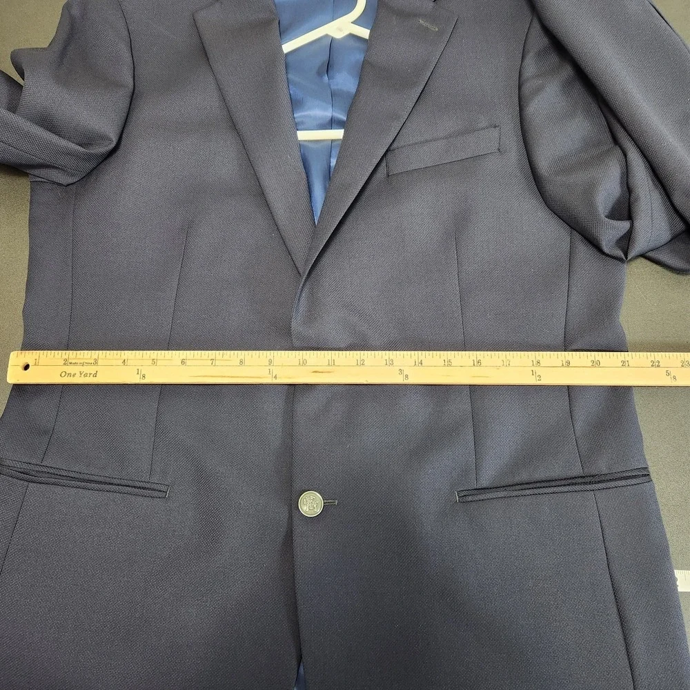 Hart Schaffner Marx HSM 1887 Blazer 44L Navy Wool Blazer Silver Jacket‎ Classic